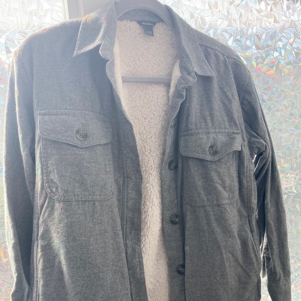 Eddie Bauer Sherpa-Lined Flannel Jacket Shirt